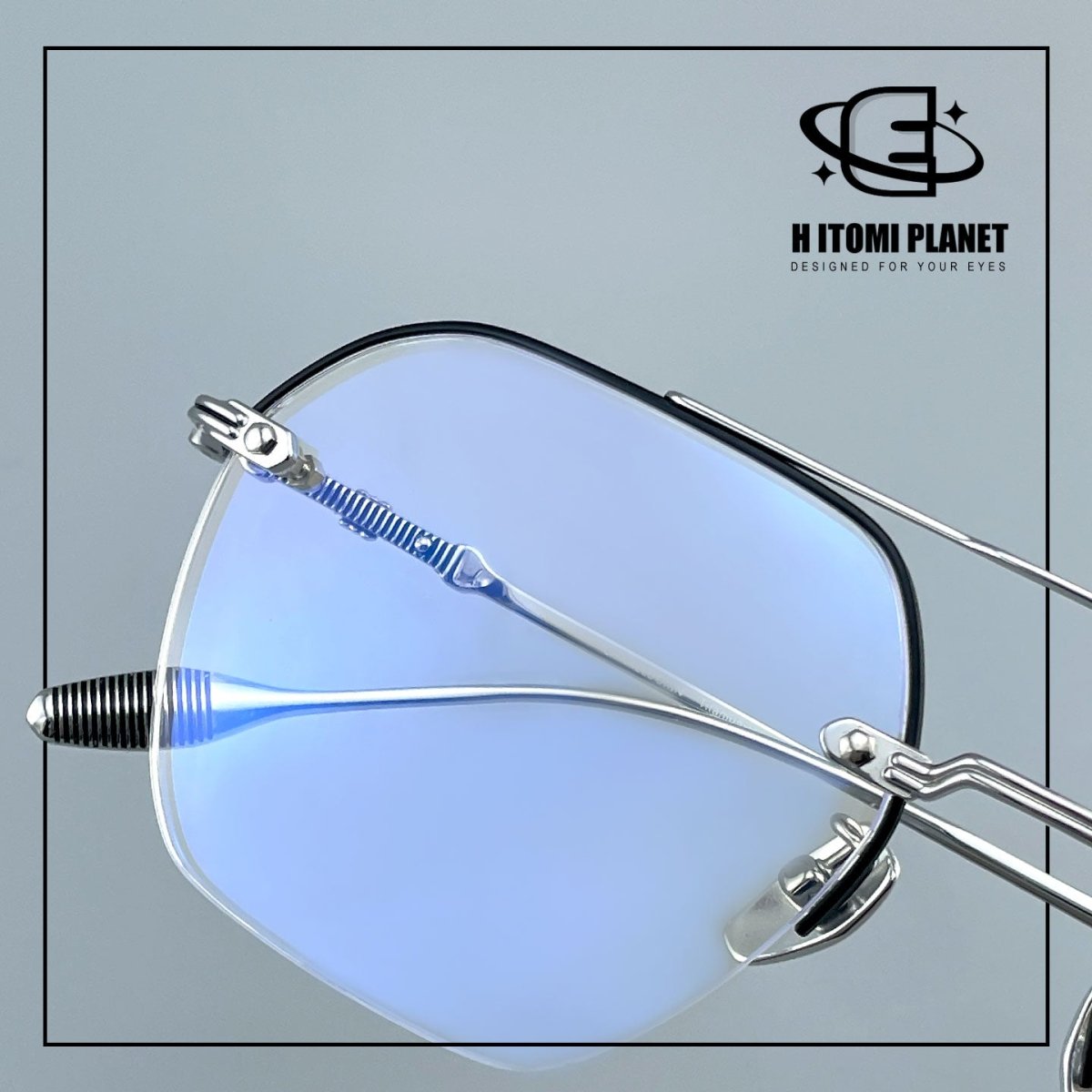 Gothic Old Money Half-Rim Titanium Glasses | Oversized Polygonal Double-Bridge Optical Frame EO-5022 - HP eyeglasses