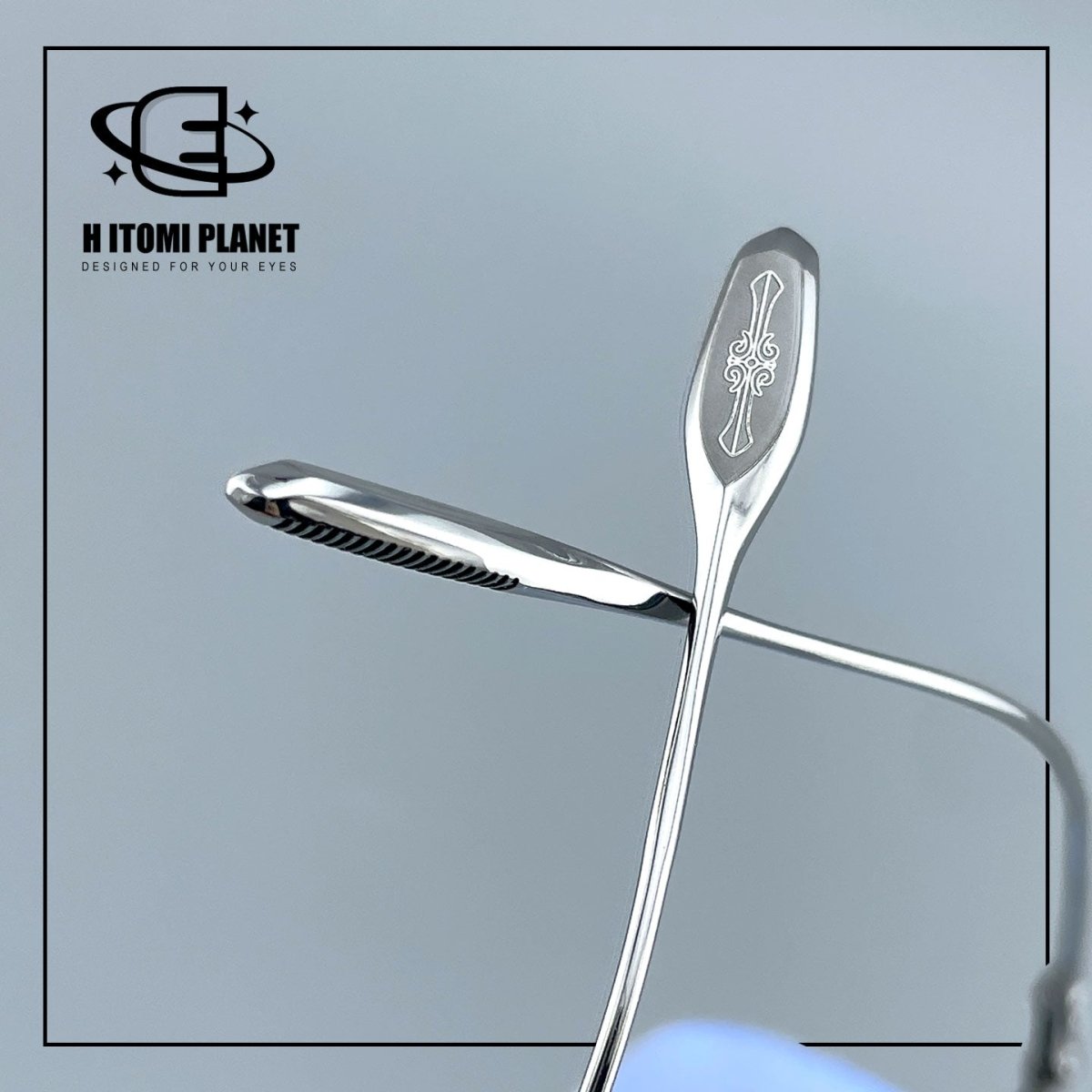 Gothic Old Money Half-Rim Titanium Glasses | Oversized Polygonal Double-Bridge Optical Frame EO-5022 - HP eyeglasses