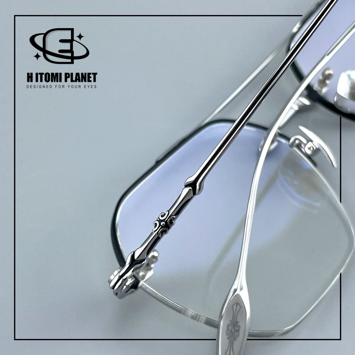 Gothic Old Money Half-Rim Titanium Glasses | Oversized Polygonal Double-Bridge Optical Frame EO-5022 - HP eyeglasses