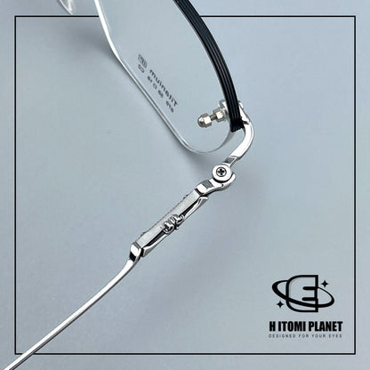Gothic Old Money Half-Rim Titanium Glasses | Oversized Polygonal Double-Bridge Optical Frame EO-5022 - HP eyeglasses