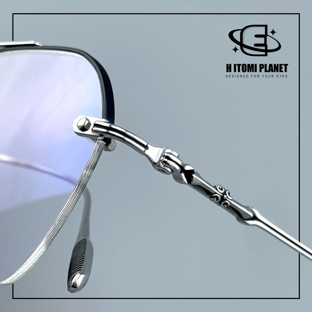 Gothic Old Money Half-Rim Titanium Glasses | Oversized Polygonal Double-Bridge Optical Frame EO-5022 - HP eyeglasses