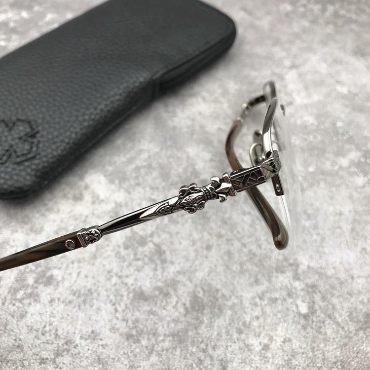 Gothic Titanium Semi-Rimless Square Glasses for Men & Women – CH8088 - HP eyeglasses