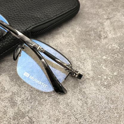 Gothic Titanium Semi-Rimless Square Glasses for Men & Women – CH8088 - HP eyeglasses