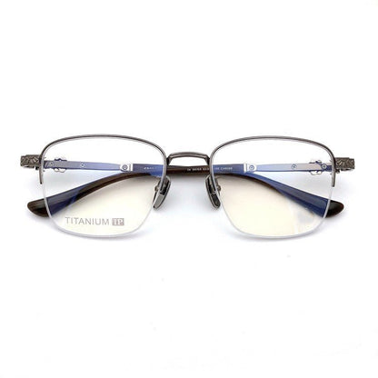 Gothic Titanium Semi-Rimless Square Glasses for Men & Women – CH8088 - HP eyeglasses