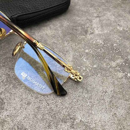 Gothic Titanium Semi-Rimless Square Glasses for Men & Women – CH8088 - HP eyeglasses