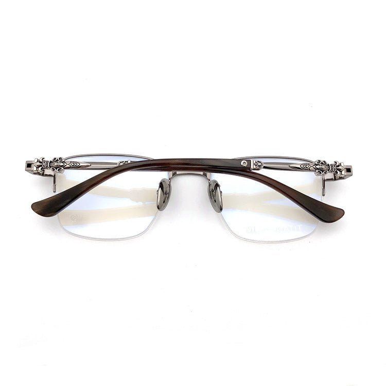 Gothic Titanium Semi-Rimless Square Glasses for Men & Women – CH8088 - HP eyeglasses