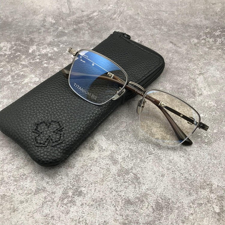 Gothic Titanium Semi-Rimless Square Glasses for Men & Women – CH8088 - HP eyeglasses