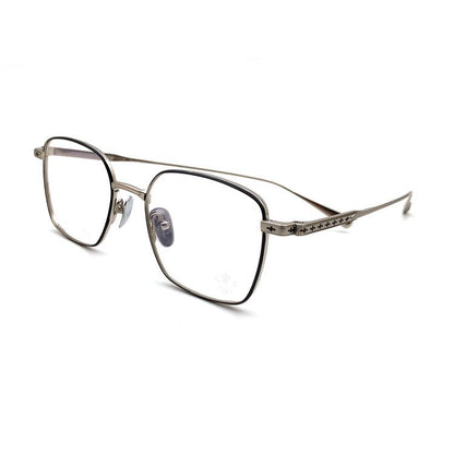 Gothic Titanium Square Glasses with Cross-Engraved Temples & Vintage Details – CH8018 - HP eyeglasses