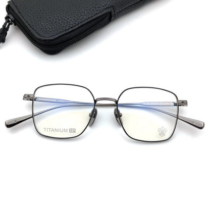 Gothic Titanium Square Glasses with Cross-Engraved Temples & Vintage Details – CH8018 - HP eyeglasses