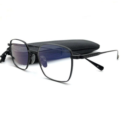 Gothic Titanium Square Glasses with Cross-Engraved Temples & Vintage Details – CH8018 - HP eyeglasses