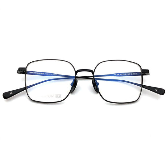 Gothic Titanium Square Glasses with Cross-Engraved Temples & Vintage Details – CH8018 - HP eyeglasses