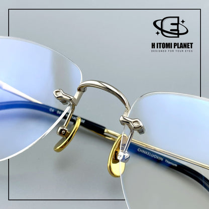 Gothic Vintage Rimless Titanium Glasses with Holy Dagger Detail &amp; 54mm Lenses — EO-698 - HP eyeglasses