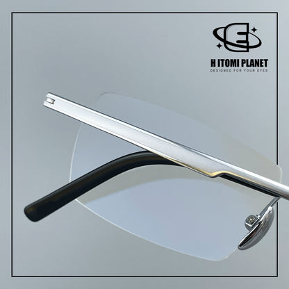 Pure Titanium Rimless Glasses for Men & Women | Ultra-Light Business Prescription Eyeglasses EO-6001