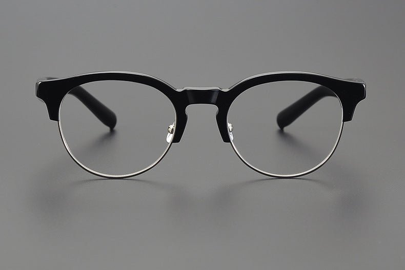 Handcrafted Japanese Browline Glasses – Premium Acetate & Titanium Semi - Round Frame with Reverse - R Hinge, High - Index Optical Eyeglasses for Men & Women - HP eyeglasses