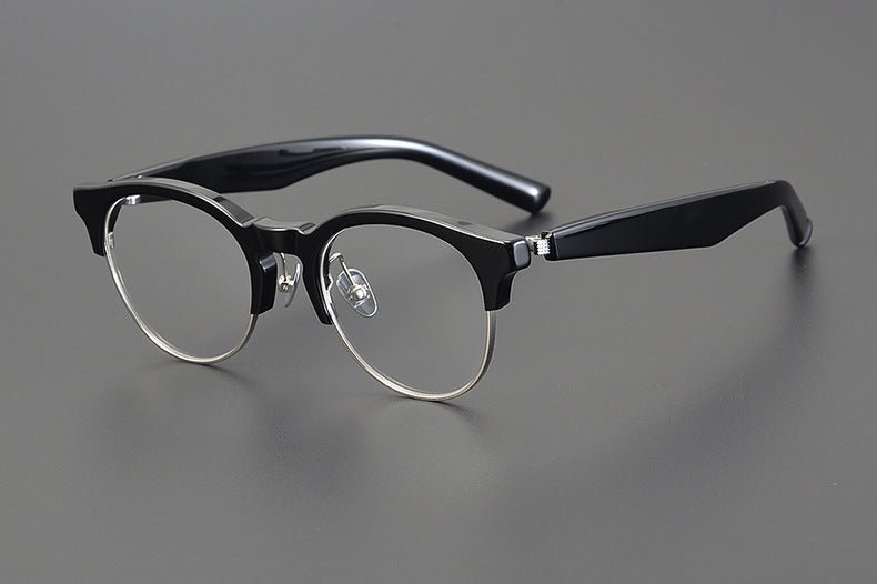 Handcrafted Japanese Browline Glasses – Premium Acetate & Titanium Semi - Round Frame with Reverse - R Hinge, High - Index Optical Eyeglasses for Men & Women - HP eyeglasses