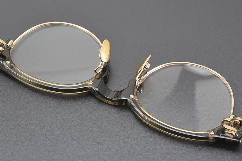 Handcrafted Japanese Browline Glasses – Premium Acetate & Titanium Semi - Round Frame with Reverse - R Hinge, High - Index Optical Eyeglasses for Men & Women - HP eyeglasses