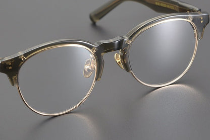 Handcrafted Japanese Browline Glasses – Premium Acetate & Titanium Semi - Round Frame with Reverse - R Hinge, High - Index Optical Eyeglasses for Men & Women - HP eyeglasses