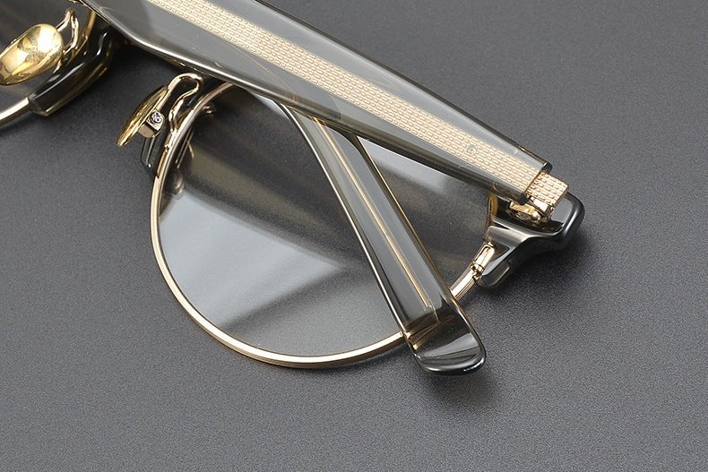 Handcrafted Japanese Browline Glasses – Premium Acetate & Titanium Semi - Round Frame with Reverse - R Hinge, High - Index Optical Eyeglasses for Men & Women - HP eyeglasses