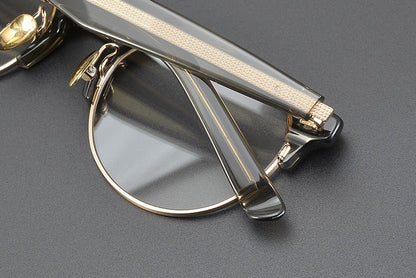Handcrafted Japanese Browline Glasses – Premium Acetate & Titanium Semi - Round Frame with Reverse - R Hinge, High - Index Optical Eyeglasses for Men & Women - HP eyeglasses