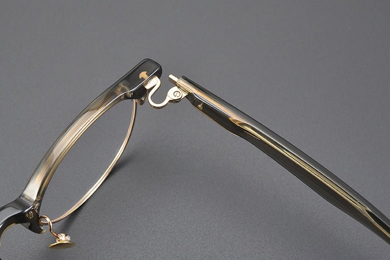 Handcrafted Japanese Browline Glasses – Premium Acetate & Titanium Semi - Round Frame with Reverse - R Hinge, High - Index Optical Eyeglasses for Men & Women - HP eyeglasses