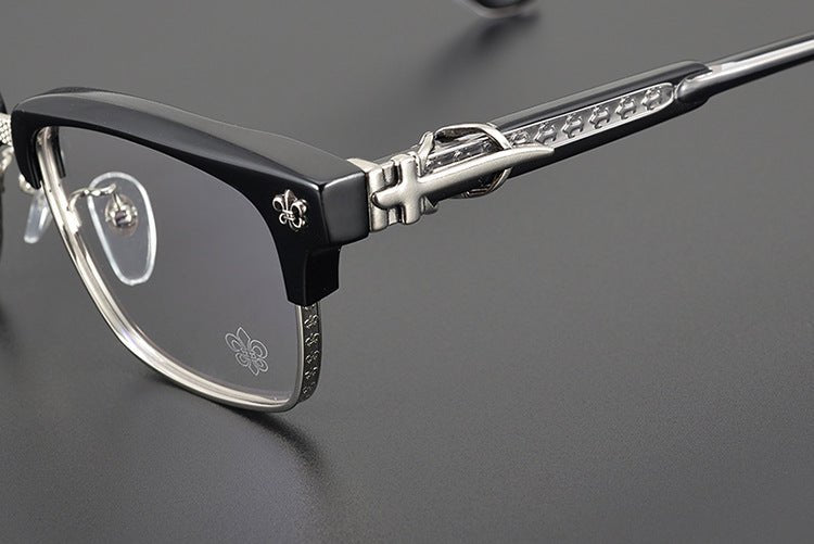 Heavy Duty Titanium Browline Glasses for Men | Sculpted Full Rim Optical Frames | Prescription & Blue Light Ready Eyewear CH8206 - HP eyeglasses