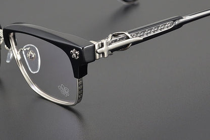 Heavy Duty Titanium Browline Glasses for Men | Sculpted Full Rim Optical Frames | Prescription & Blue Light Ready Eyewear CH8206 - HP eyeglasses