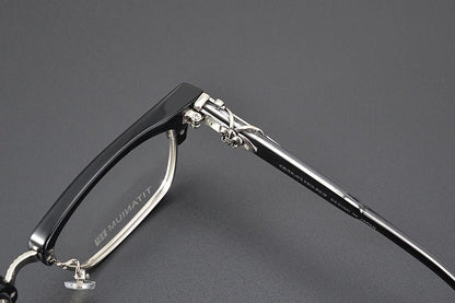 Heavy Duty Titanium Browline Glasses for Men | Sculpted Full Rim Optical Frames | Prescription & Blue Light Ready Eyewear CH8206 - HP eyeglasses