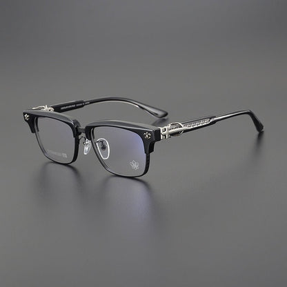 Heavy Duty Titanium Browline Glasses for Men | Sculpted Full Rim Optical Frames | Prescription & Blue Light Ready Eyewear CH8206 - HP eyeglasses