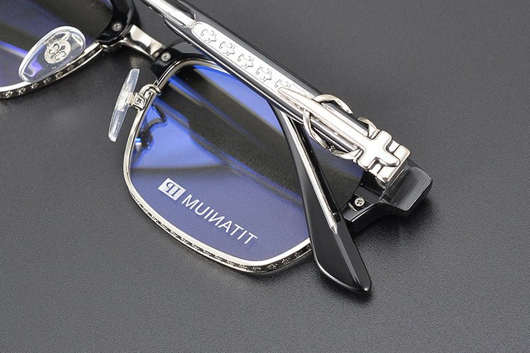 Heavy Duty Titanium Browline Glasses for Men | Sculpted Full Rim Optical Frames | Prescription & Blue Light Ready Eyewear CH8206 - HP eyeglasses