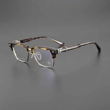 Heavy Duty Titanium Browline Glasses for Men | Sculpted Full Rim Optical Frames | Prescription & Blue Light Ready Eyewear CH8206 - HP eyeglasses