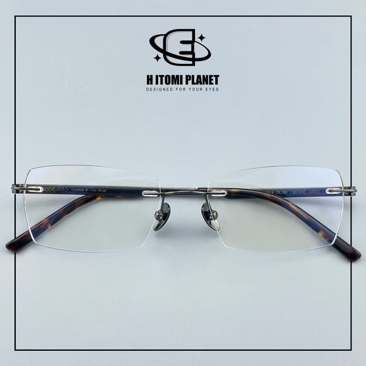 Pure Titanium Rimless Glasses for Men & Women | Ultra-Light Business Prescription Eyeglasses EO-6001