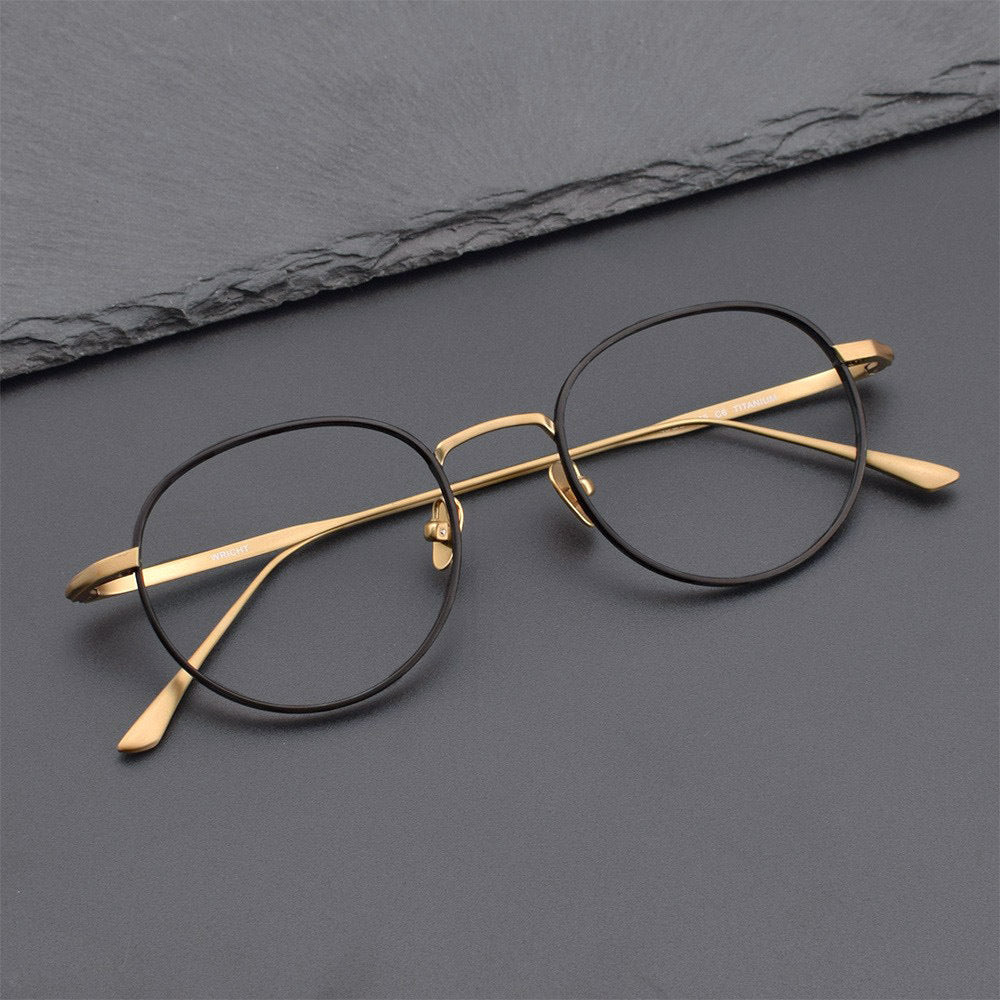 Japanese Designer Round Titanium Glasses | Vintage 48mm Lightweight Prescription Eyeglasses for Men & Women ZY-WRICHT - HP eyeglasses