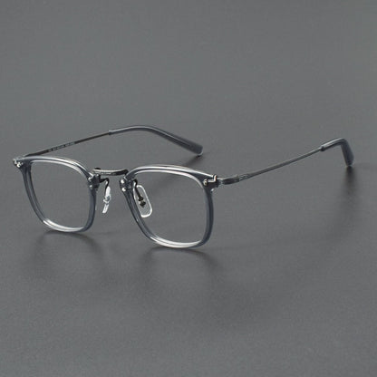 Japanese Designer Small Square Acetate Eyeglasses with Titanium Hinges | Vintage Full Rim Optical Frame EO-806 - HP eyeglasses