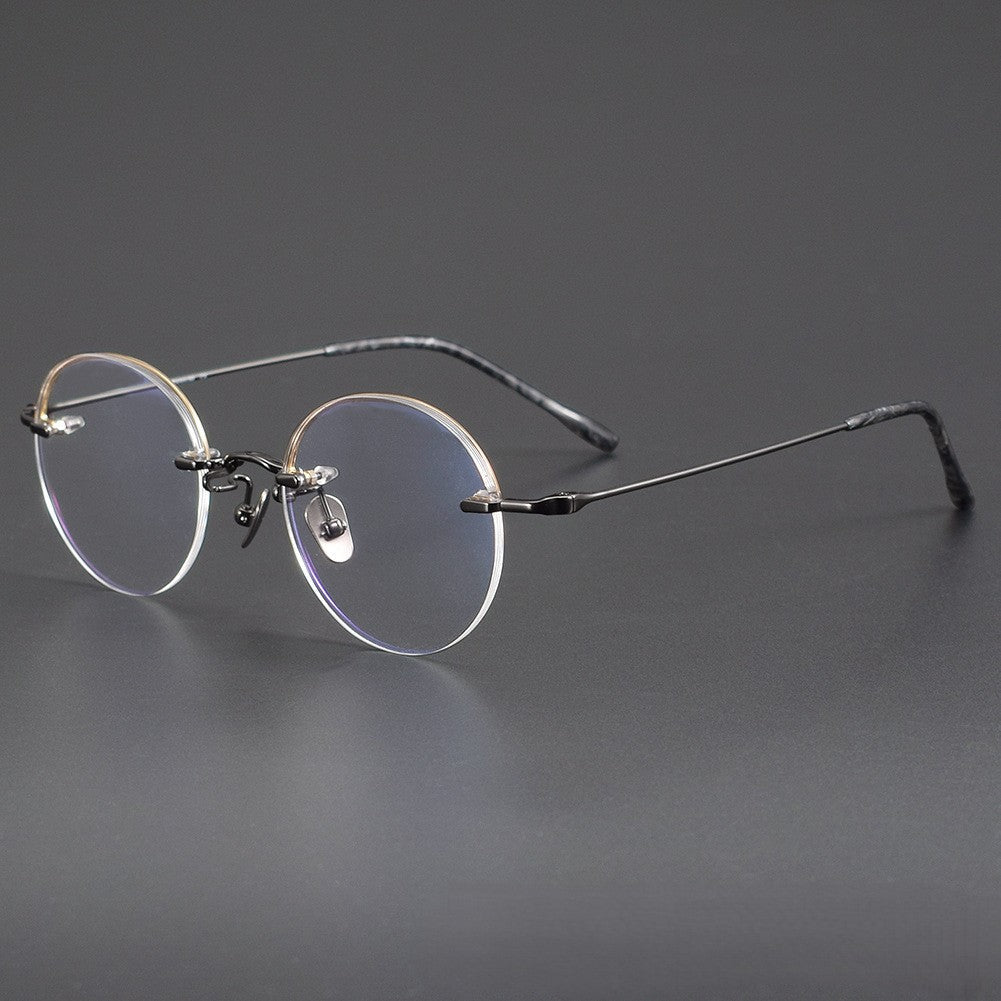 Japanese Style Round Rimless Glasses | Pure Titanium Designer Optical Frame for Small Faces 80876 - HP eyeglasses