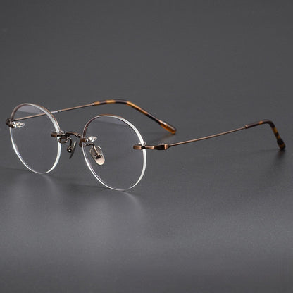 Japanese Style Round Rimless Glasses | Pure Titanium Designer Optical Frame for Small Faces 80876 - HP eyeglasses