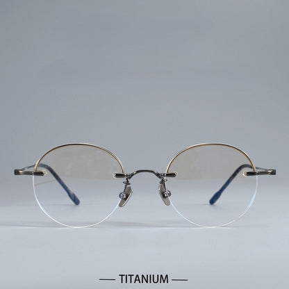 Japanese Style Round Rimless Glasses | Pure Titanium Designer Optical Frame for Small Faces 80876 - HP eyeglasses