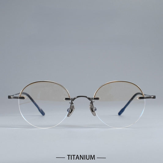 Japanese Style Round Rimless Glasses | Pure Titanium Designer Optical Frame for Small Faces 80876 - HP eyeglasses