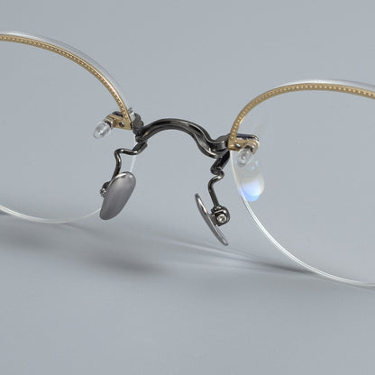 Japanese Style Round Rimless Glasses | Pure Titanium Designer Optical Frame for Small Faces 80876 - HP eyeglasses