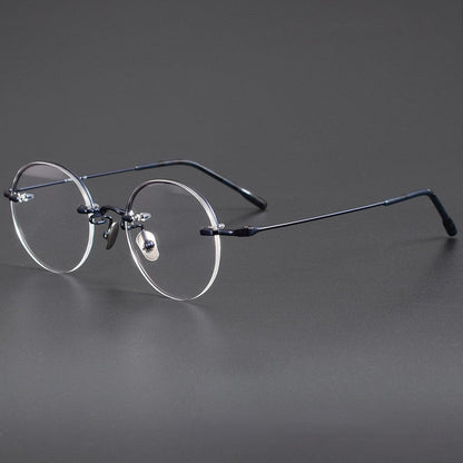 Japanese Style Round Rimless Glasses | Pure Titanium Designer Optical Frame for Small Faces 80876 - HP eyeglasses