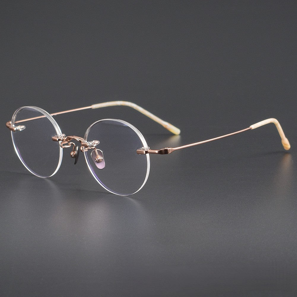 Japanese Style Round Rimless Glasses | Pure Titanium Designer Optical Frame for Small Faces 80876 - HP eyeglasses