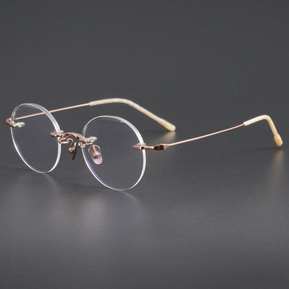Japanese Style Round Rimless Glasses | Pure Titanium Designer Optical Frame for Small Faces 80876 - HP eyeglasses