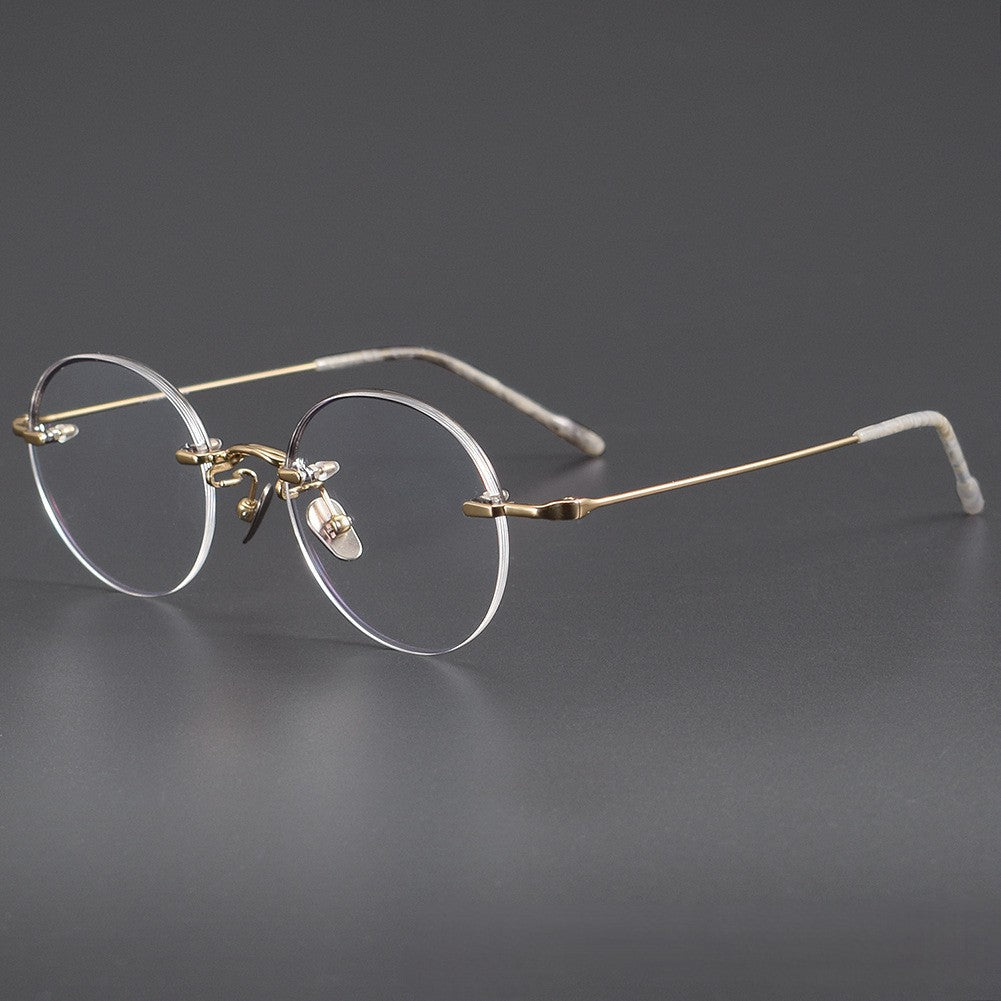 Japanese Style Round Rimless Glasses | Pure Titanium Designer Optical Frame for Small Faces 80876 - HP eyeglasses