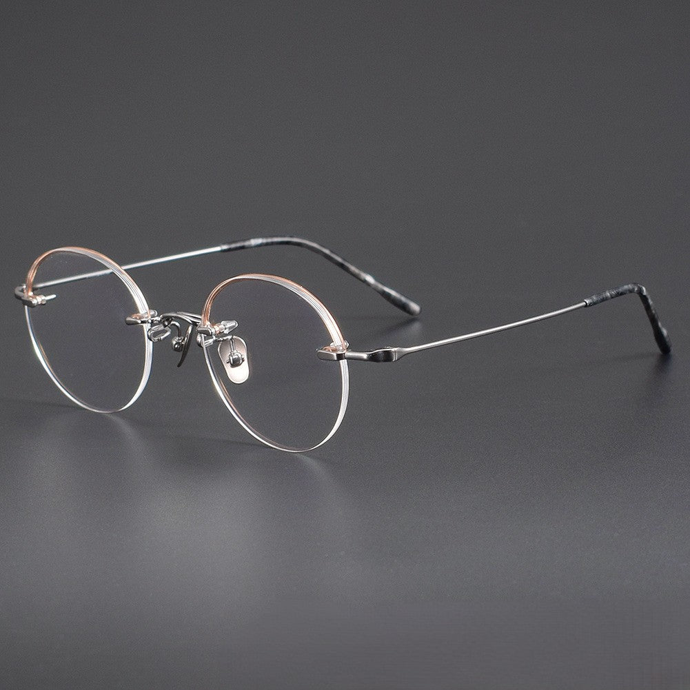 Japanese Style Round Rimless Glasses | Pure Titanium Designer Optical Frame for Small Faces 80876 - HP eyeglasses