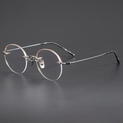 Japanese Style Round Rimless Glasses | Pure Titanium Designer Optical Frame for Small Faces 80876 - HP eyeglasses