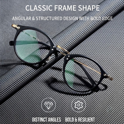 Japanese Vintage Round Glasses | Handmade Acetate & Pure Titanium Lightweight Prescription Eyewear 805 - HP eyeglasses