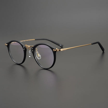 Japanese Vintage Round Glasses | Handmade Acetate & Pure Titanium Lightweight Prescription Eyewear 805 - HP eyeglasses