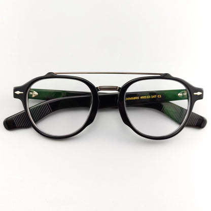 JMM Double Bridge Thick Acetate Eyeglass Frame | Unisex Aviator Blue Light Blocking Glasses for High Prescription - HP eyeglasses