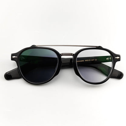 JMM Double Bridge Thick Acetate Eyeglass Frame | Unisex Aviator Blue Light Blocking Glasses for High Prescription - HP eyeglasses