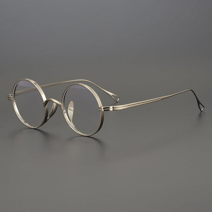 KameManNen Style 99 Round Titanium Eyeglasses Frame | Japanese Retro Small Round Glasses | Lightweight Pure Titanium Optical Frame for High Prescription & Blue Light Lenses - HP eyeglasses