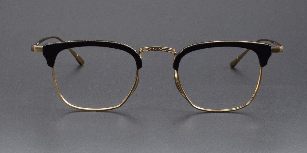 KameManNen Style KMN - 1112 Browline Titanium Eyeglasses | Japanese Minimalist Pure Titanium Frame with Acetate Rim | Lightweight Square Full - Rim Glasses for High Prescription - HP eyeglasses